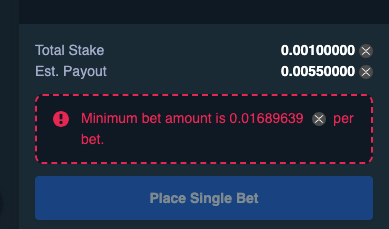 Horse racing minimum bet at Stake
